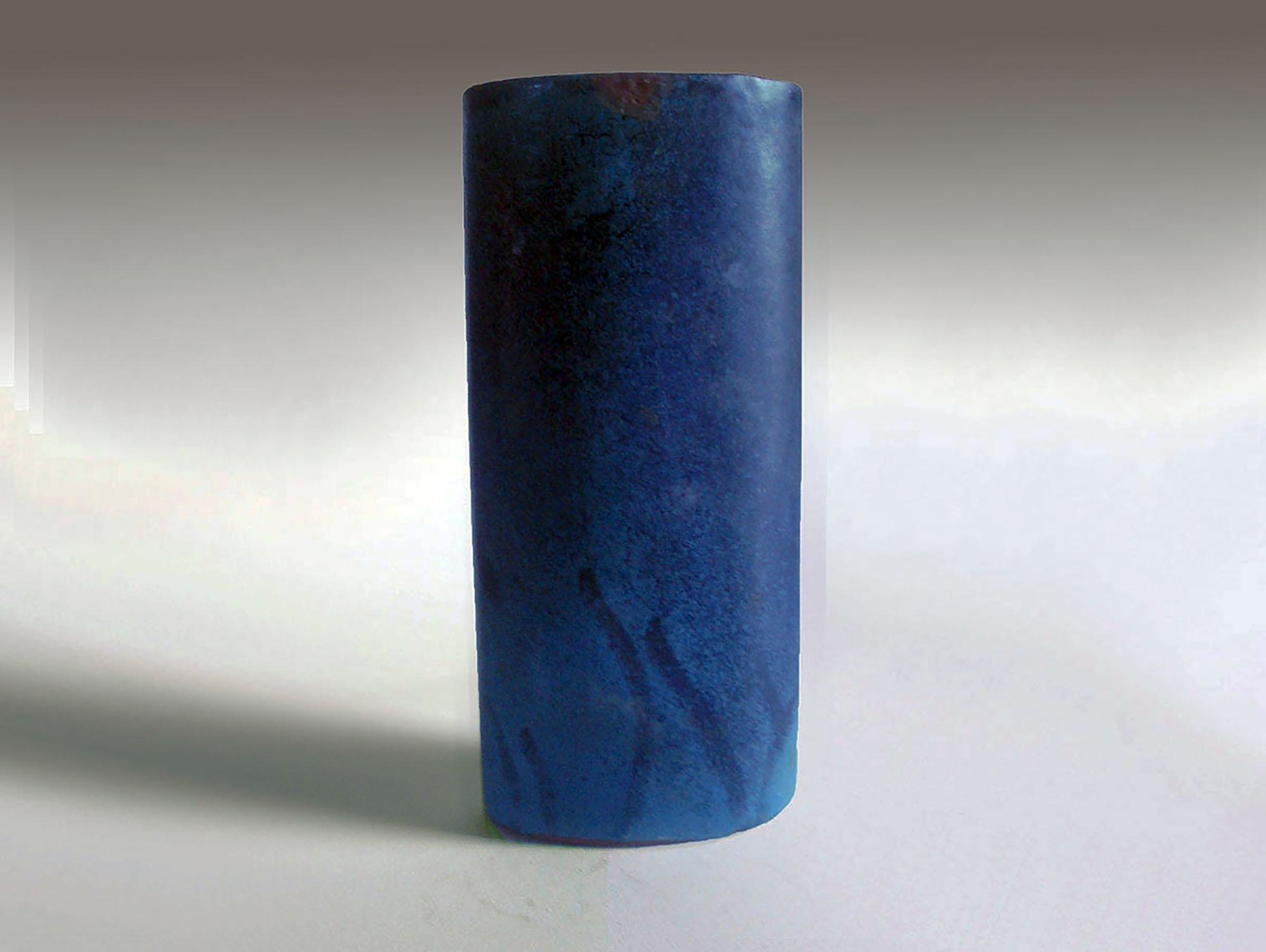 Tall Oval Cylinder Vase in Blueberry Glaze