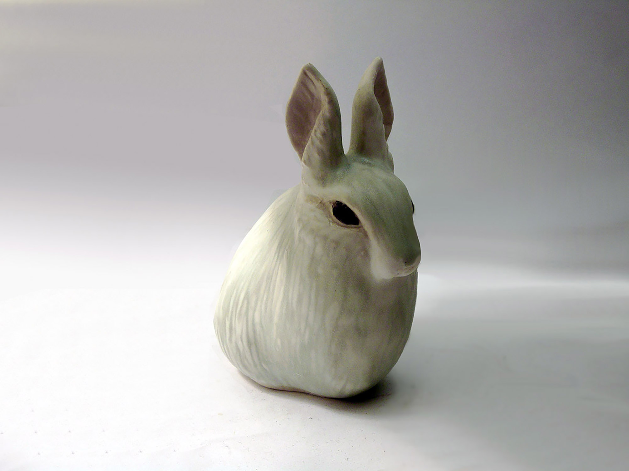 Carved Rabbit Ears Up Gray