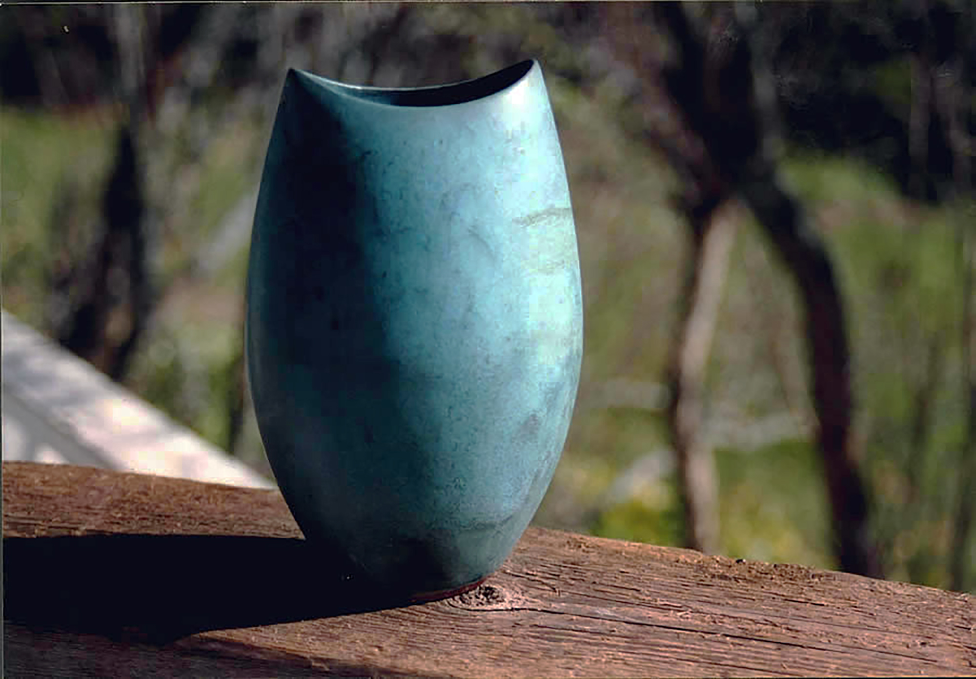 Stoneware Cycladic Vase in Verdigris