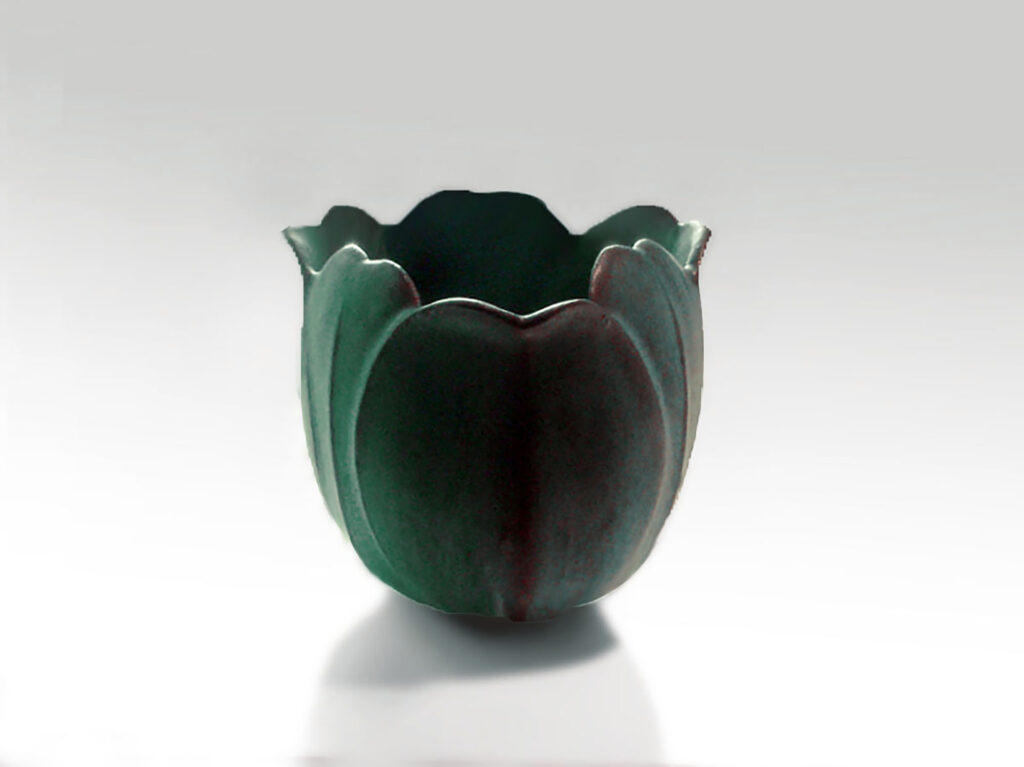 Stoneware Tulip Vase in Verdigris