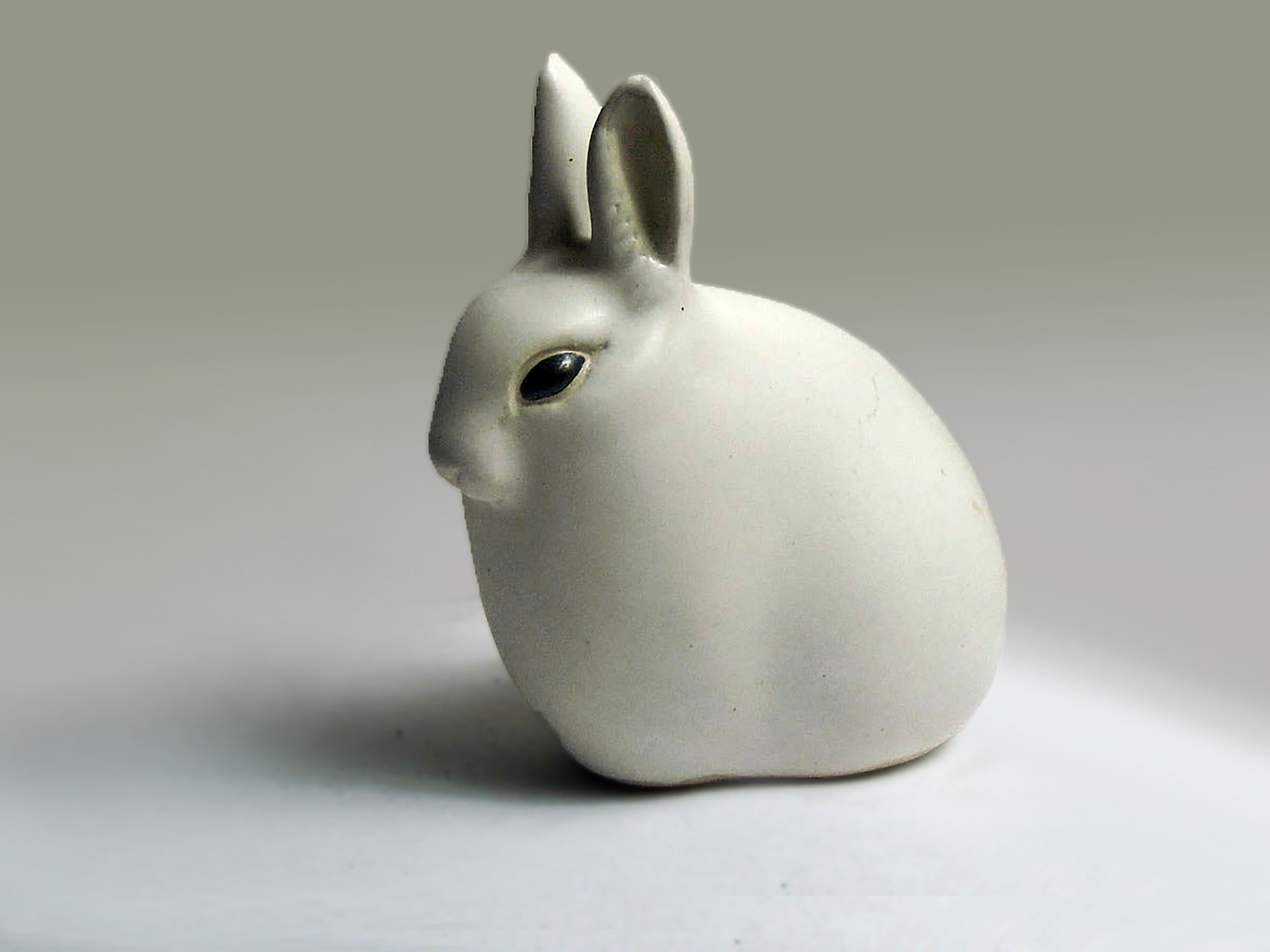Hare with Ears Up in White