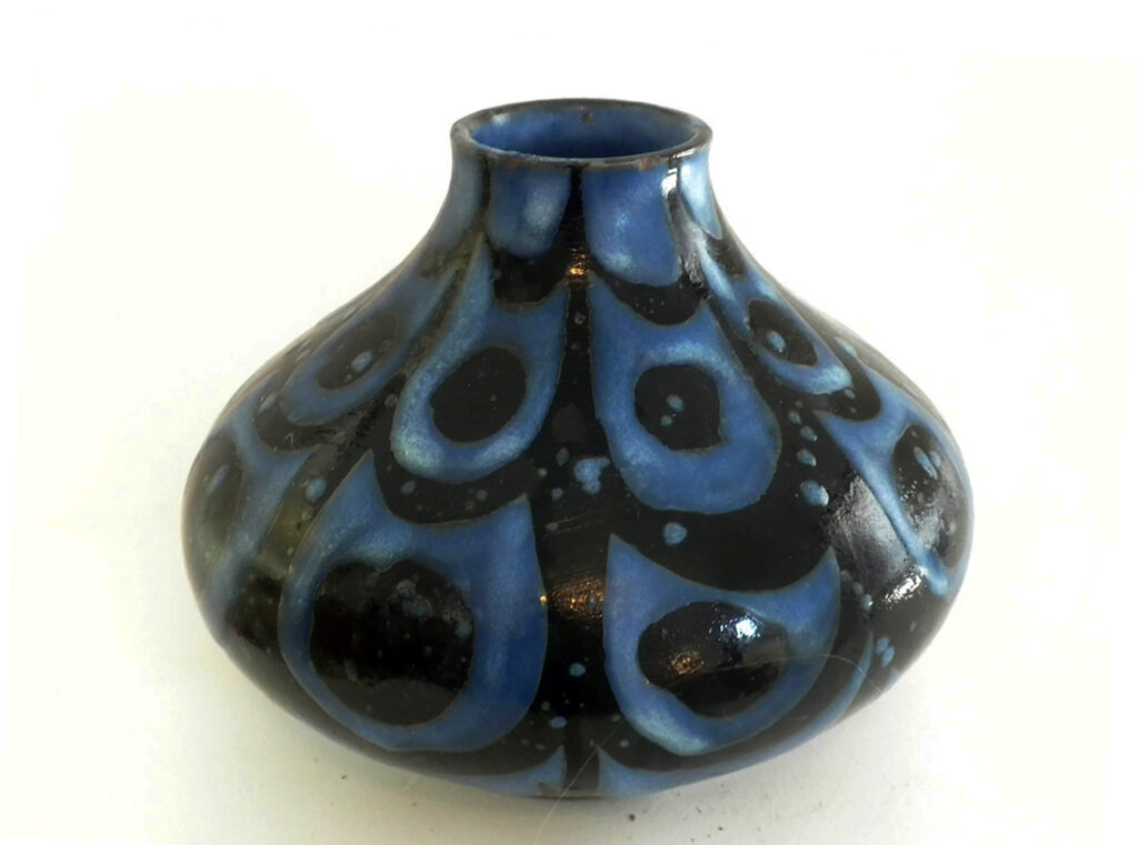 Vintage Onion Vase by Weston in Blue Jewel Pattern by Elise