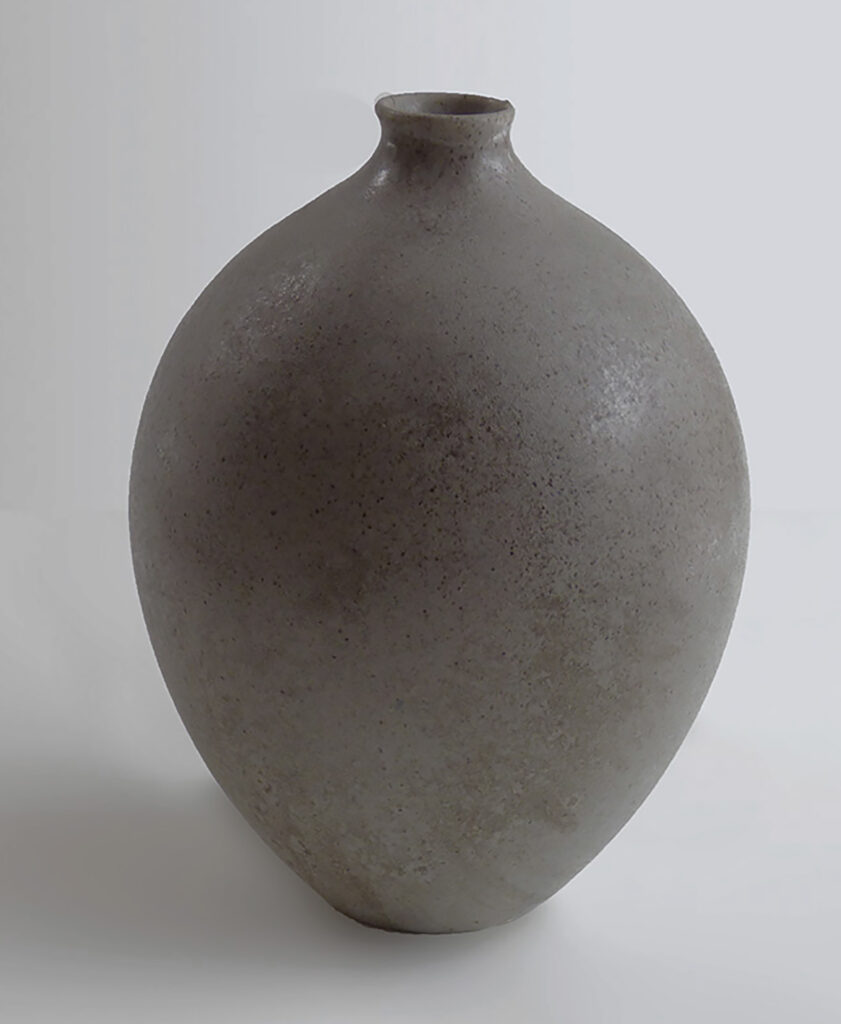 Vintage Prototype of Egg Vase with Lip in Gray Hlaze by Weston Neil Andersen