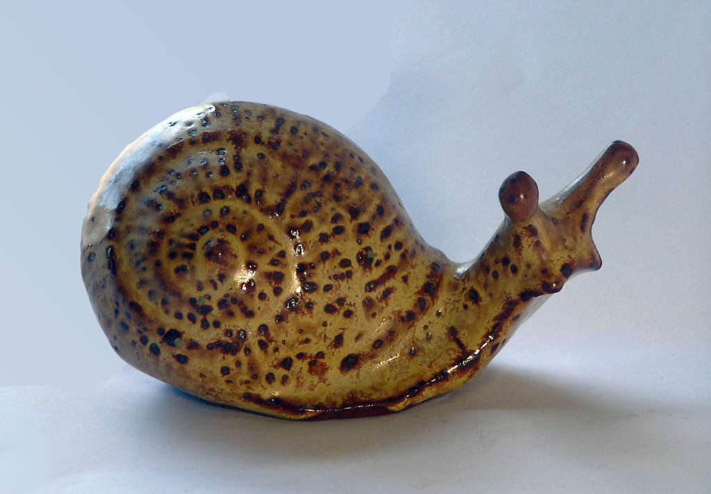 Stoneware Snail in Golden Brown Glaze
