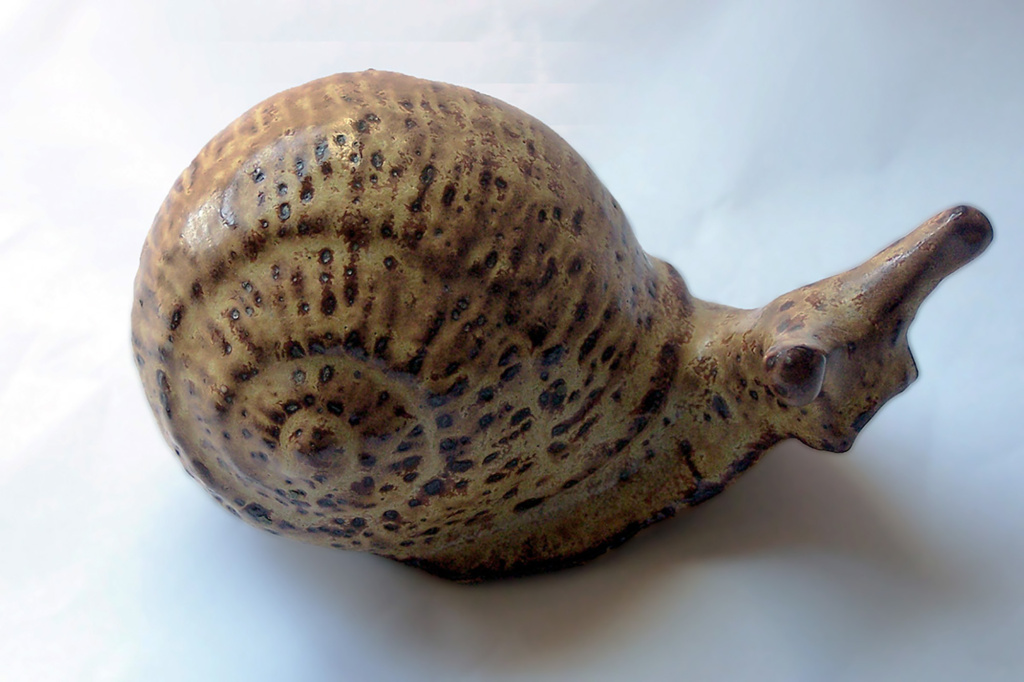 Stoneware Snail in Golden Brown Glaze