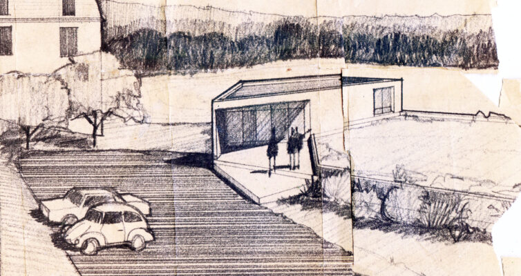 This is a drawing of the making space and gallery that my Dad wanted to construct The flat roof is the production space where we taught and developed STEAM skills, The building was designed to merge into the hillside, If this were the road taken Andersen Design would likely still be in production. The Town would not allow my Dad to build this building, I don’t know why but I am told all the members of the deciding board stopped by to apologize to Dad before they died, but the damage was done.