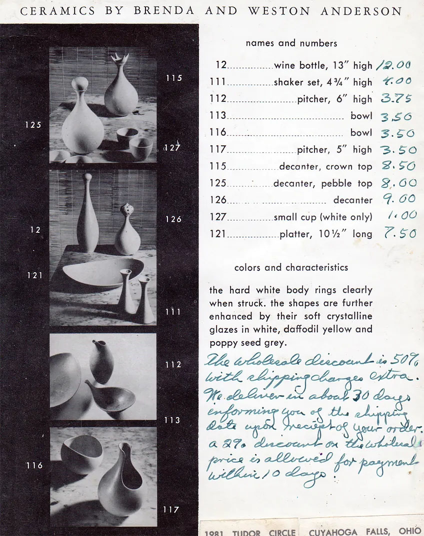 Weston and Brendas first product brochure in the 1950s